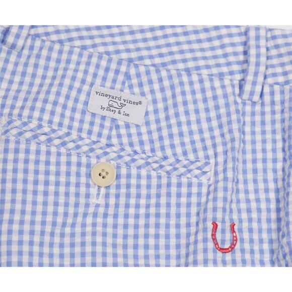 Vineyard Vines Kentucky Derby Blue Seersucker Flat Front Breaker Shorts Men's 34 - Picture 3 of 7